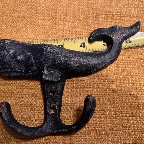 Vintage Blue Cast Iron Nautical Anchor & Whale Hooks - Set of 3 - Picture 5 of 6